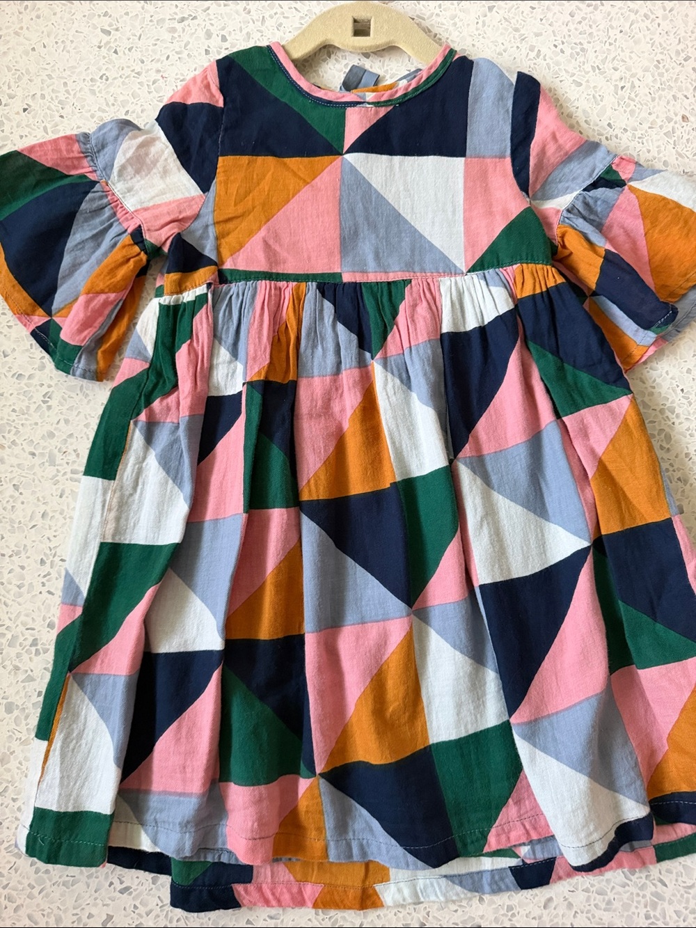 Pink Chicken Pink Multi Geometric Ruffle-Sleeve Dress - Picture 4 of 4